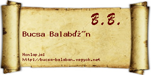 Bucsa Balabán névjegykártya